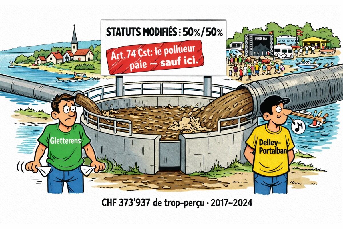 Caricature AIEE — Gletterens paie 50% au lieu de 41%